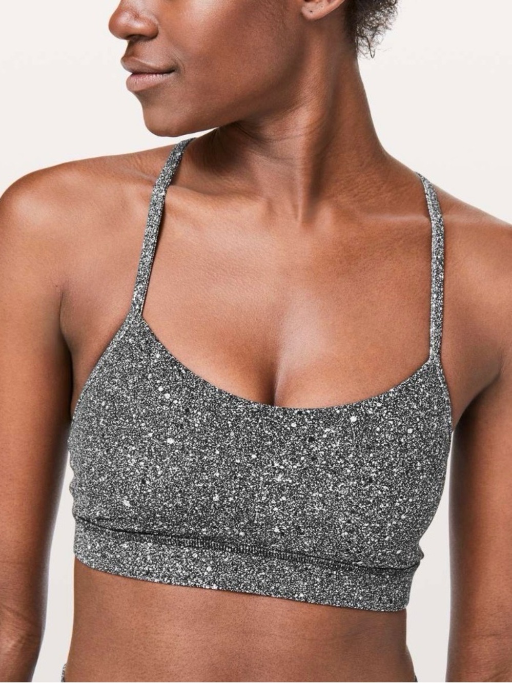 Lululemon Flow Y Bra – Luminesce Splatter White Black